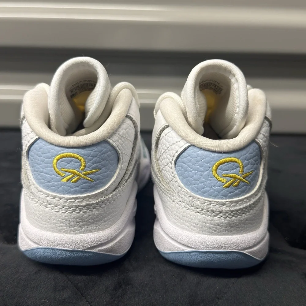 Size 8C - Reebok Question Mid Denver Nuggets Retro White Baby Blue InfantsHR106